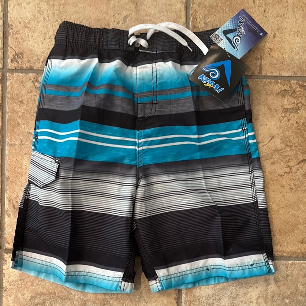 Kanu Surf Blue and Black Striped Shorts